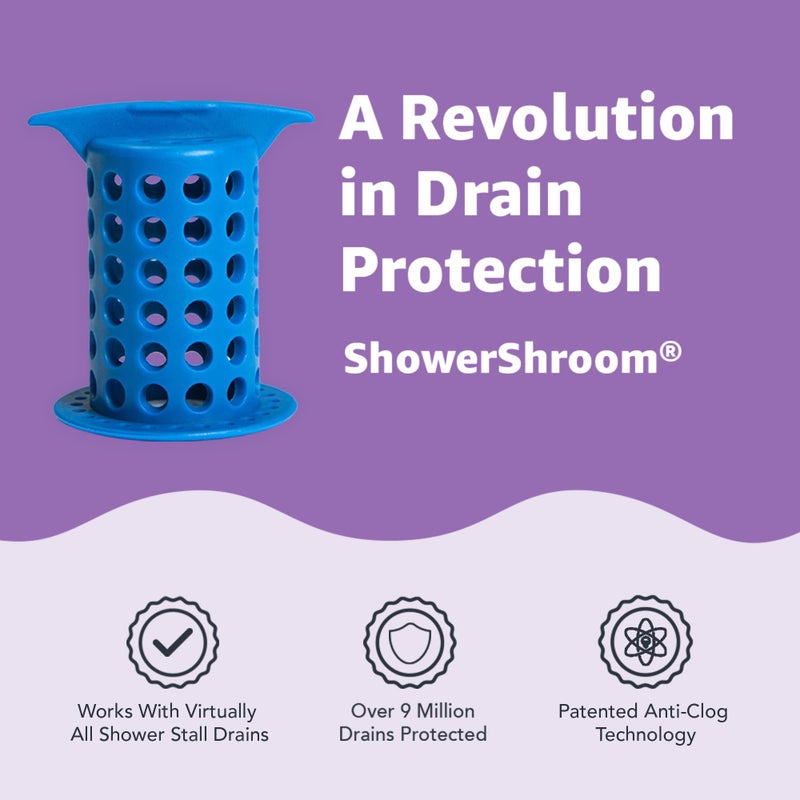 Shower Shroom شاورشروم واقي تصريف الدش الثوري 2" لحمام الدش، مصيدة شعر/منخل، أزرق - Image 4